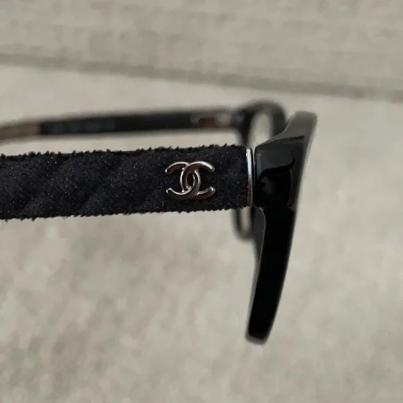New, Chanel Black Cat Eye Glasses Style 3335, Quilted Arms with Case - Picture 9 of 12